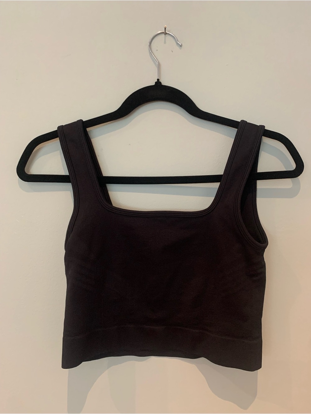 knix Black Ribbed Square-Neck Sports Bra Top